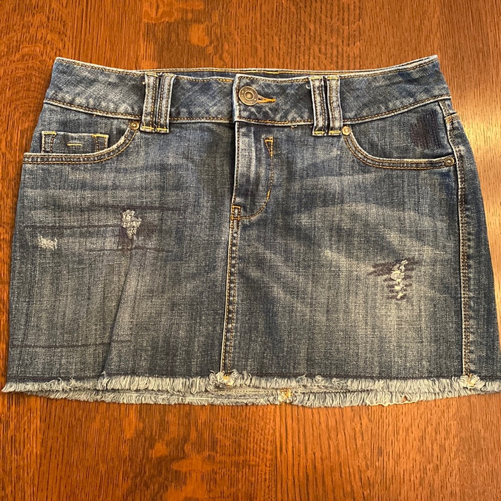 low rise jean skirt